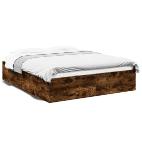 Smoked oak engineered wood bed frame 150x200cm by vidaXL, Beds and slatted bases - Ref: Foro24-3281011, Price: 126,36 €, Disc...
