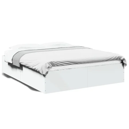 Estructura de cama madera de ingeniería blanca 150x200 cm de vidaXL, Camas y somieres - Ref: Foro24-3281007, Precio: 128,97 €...