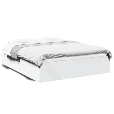 White engineered wood bed frame 150x200 cm by vidaXL, Beds and slatted bases - Ref: Foro24-3281007, Price: 130,55 €, Discount: %