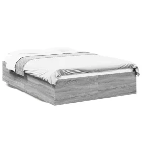 Sonoma gray engineered wood bed frame 160x200 cm by vidaXL, Beds and slatted bases - Ref: Foro24-3281005, Price: 130,80 €, Di...