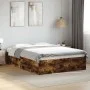 Smoked oak engineered wood bed frame 135x190cm by vidaXL, Beds and slatted bases - Ref: Foro24-3281039, Price: 115,41 €, Disc...