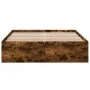 Smoked oak engineered wood bed frame 135x190cm by vidaXL, Beds and slatted bases - Ref: Foro24-3281039, Price: 115,41 €, Disc...