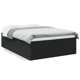 Black engineered wood bed frame 140x190 cm by vidaXL, Beds and slatted bases - Ref: Foro24-3280938, Price: 143,75 €, Discount: %