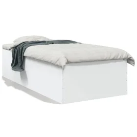 White engineered wood bed frame 90x200 cm by vidaXL, Beds and slatted bases - Ref: Foro24-3280965, Price: 110,18 €, Discount: %