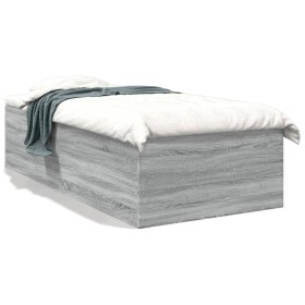 Sonoma-grauer Holzwerkstoff-Bettrahmen 75 x 190 cm von vidaXL, Betten und Lattenroste - Ref: Foro24-3280984, Preis: 105,09 €,...