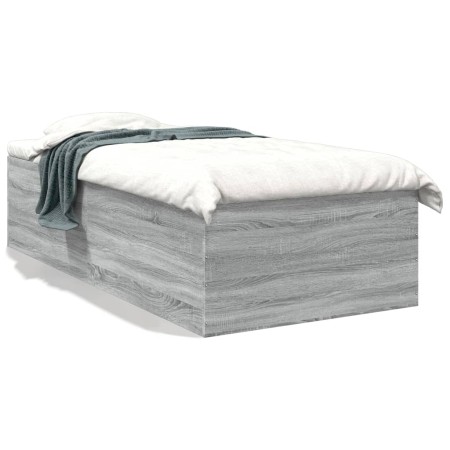 Sonoma gray engineered wood bed frame 75x190 cm by vidaXL, Beds and slatted bases - Ref: Foro24-3280984, Price: 105,09 €, Dis...