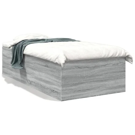 Sonoma gray engineered wood bed frame 75x190 cm by vidaXL, Beds and slatted bases - Ref: Foro24-3280984, Price: 103,84 €, Dis...