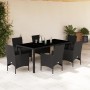 Set comedor jardín 7 pzas cojines ratán sintético vidrio negro by vidaXL, Garden sets - Ref: Foro24-3278547, Price: 522,61 €,...