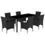 Set comedor jardín 7 pzas cojines ratán sintético vidrio negro by vidaXL, Garden sets - Ref: Foro24-3278547, Price: 522,61 €,...