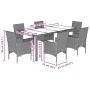 Garten-Essgruppe, 7-teilig, mit synthetischem Rattan, schwarzer Glasplatte und Kissen. von vidaXL, Gartensets - Ref: Foro24-3...