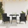 Garten-Essgruppe, 3-teilig, mit synthetischem Rattan, schwarzer Glasplatte und Kissen. von vidaXL, Gartensets - Ref: Foro24-3...