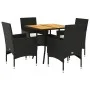 Garten-Essgruppe, 5-teilig, mit PE-Rattan-Akazie-Schwarzkissen. von vidaXL, Gartensets - Ref: Foro24-3278710, Preis: 342,74 €...