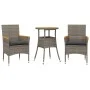 Set de comedor jardín 3 pzas con cojines ratán PE acacia gris by vidaXL, Garden sets - Ref: Foro24-3278719, Price: 193,85 €, ...