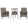 Set de comedor jardín 3 pzas con cojines ratán PE acacia gris by vidaXL, Garden sets - Ref: Foro24-3278719, Price: 199,34 €, ...
