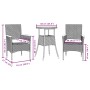 Set de comedor jardín 3 pzas con cojines ratán PE acacia gris by vidaXL, Garden sets - Ref: Foro24-3278719, Price: 199,34 €, ...