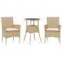 Garten-Essgruppe, 3-teilig, mit synthetischem Rattan, beigen Kissen und Glasplatte. von vidaXL, Gartensets - Ref: Foro24-3278...