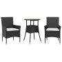 Set de comedor jardín 3 pzas con cojines ratán PE acacia negro by vidaXL, Garden sets - Ref: Foro24-3278727, Price: 174,00 €,...