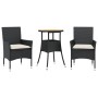 Set de comedor jardín 3 pzas con cojines ratán PE acacia negro by vidaXL, Garden sets - Ref: Foro24-3278727, Price: 169,05 €,...