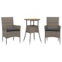 3-teiliges Garten-Esszimmer-Set mit grauem PE-Rattan-Akazienholz und Kissen. von vidaXL, Gartensets - Ref: Foro24-3278731, Pr...