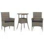 3-teiliges Garten-Esszimmer-Set mit grauem PE-Rattan-Akazienholz und Kissen. von vidaXL, Gartensets - Ref: Foro24-3278731, Pr...