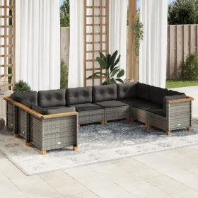 Set de muebles de jardín 9 pzas y cojines ratán sintético gris by vidaXL, Garden sets - Ref: Foro24-3261978, Price: 654,61 €,...