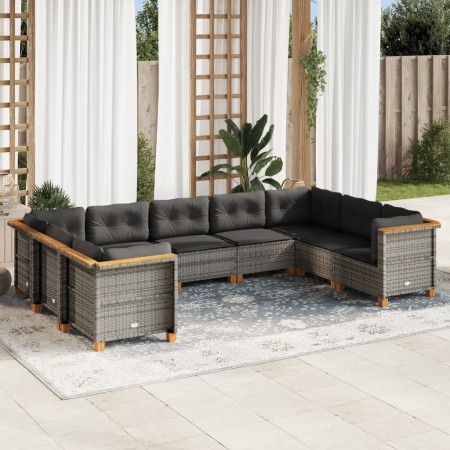 Gartenmöbel-Set 9-teilig mit grauen Polstern aus synthetischem Rattan von vidaXL, Gartensets - Ref: Foro24-3261978, Preis: 62...