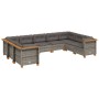 Gartenmöbel-Set 9-teilig mit grauen Polstern aus synthetischem Rattan von vidaXL, Gartensets - Ref: Foro24-3261978, Preis: 62...