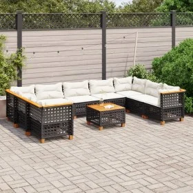 Set de sofás de jardín 10 pzas cojines ratán sintético negro by vidaXL, Garden sets - Ref: Foro24-3261986, Price: 716,07 €, D...