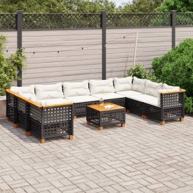 Set de sofás de jardín 10 pzas cojines ratán sintético negro by vidaXL, Garden sets - Ref: Foro24-3261986, Price: 727,22 €, D...