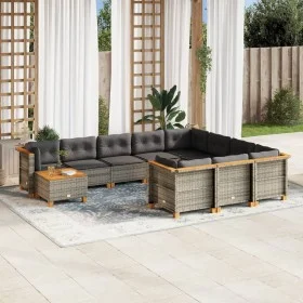Set de sofás de jardín 11 pzas y cojines ratán sintético gris by vidaXL, Garden sets - Ref: Foro24-3262056, Price: 861,02 €, ...