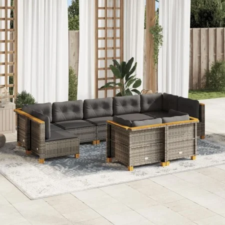 Gartenmöbel-Set 9-teilig mit grauen Polstern aus synthetischem Rattan von vidaXL, Gartensets - Ref: Foro24-3261990, Preis: 65...