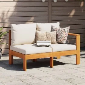 Sofá de jardín con 1 reposabrazos 2 plazas madera maciza acacia by vidaXL, Modular outdoor sofas - Ref: Foro24-367624, Price:...