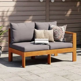 Sofá de jardín con 1 reposabrazos 2 plazas madera maciza acacia by vidaXL, Modular outdoor sofas - Ref: Foro24-367630, Price:...