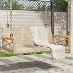 Banco columpio de ratán sintético beige 109x62x40 cm by vidaXL, garden benches - Ref: Foro24-368154, Price: 93,79 €, Discount: %