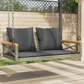 Banco columpio con cojines ratán sintético gris 109x62x40 cm by vidaXL, garden benches - Ref: Foro24-368156, Price: 125,45 €,...