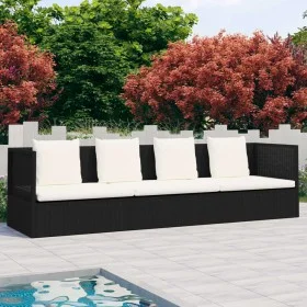 Garden sofa with black synthetic rattan cushions by vidaXL, Loungers - Ref: Foro24-49391, Price: 279,64 €, Discount: %
