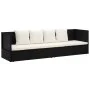 Sofá de jardín con cojines ratán sintético negro de vidaXL, Tumbonas - Ref: Foro24-49391, Precio: 279,64 €, Descuento: %