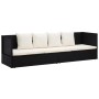 Sofá de jardín con cojines ratán sintético negro de vidaXL, Tumbonas - Ref: Foro24-49391, Precio: 259,46 €, Descuento: %