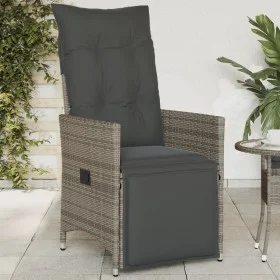 Garten-Liegesessel mit grauen Kissen aus synthetischem Rattan von vidaXL, Gartenstühle - Ref: Foro24-365661, Preis: 147,23 €,...