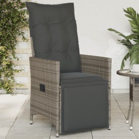 Sillón reclinable de jardín con cojines ratán sintético gris de vidaXL, Sillas de jardín - Ref: Foro24-365661, Precio: 129,57...