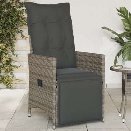 Sillón reclinable de jardín con cojines ratán sintético gris by vidaXL, Garden chairs - Ref: Foro24-365661, Price: 129,57 €, ...
