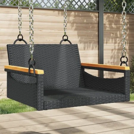 Schwarze Schaukelbank aus synthetischem Rattan 63x62x40 cm. von vidaXL, Gartenbänke - Ref: Foro24-368161, Preis: 70,58 €, Rab...