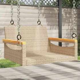 Banco columpio de ratán sintético beige 63x62x40 cm by vidaXL, garden benches - Ref: Foro24-368163, Price: 74,78 €, Discount: %
