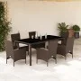 Juego de comedor de jardín 7 pzas con cojines ratán PE marrón by vidaXL, Garden sets - Ref: Foro24-3278553, Price: 559,10 €, ...