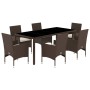 Juego de comedor de jardín 7 pzas con cojines ratán PE marrón by vidaXL, Garden sets - Ref: Foro24-3278553, Price: 551,87 €, ...