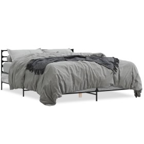 Sonoma gray metal engineered wood bed frame 160x200 cm by vidaXL, Beds and slatted bases - Ref: Foro24-3280055, Price: 151,48...