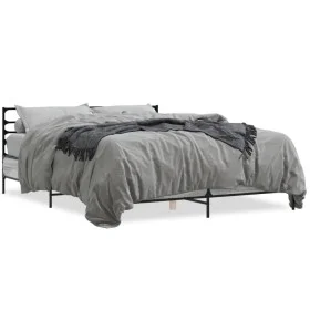 Sonoma gray metal engineered wood bed frame 160x200 cm by vidaXL, Beds and slatted bases - Ref: Foro24-3280055, Price: 149,65...