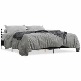Engineered wood and black metal bed frame 200x200cm by vidaXL, Beds and slatted bases - Ref: Foro24-3280062, Price: 160,00 €,...
