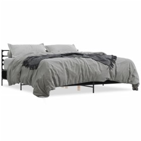 Estructura de cama madera de ingeniería y metal negro 200x200cm de vidaXL, Camas y somieres - Ref: Foro24-3280062, Precio: 16...
