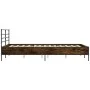 Oak brown metal engineered wood bed frame 140x190 cm by vidaXL, Beds and slatted bases - Ref: Foro24-3280081, Price: 138,33 €...